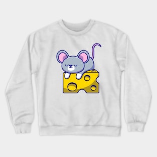 Cute Mouse Sleeping On The Cheese Crewneck Sweatshirt